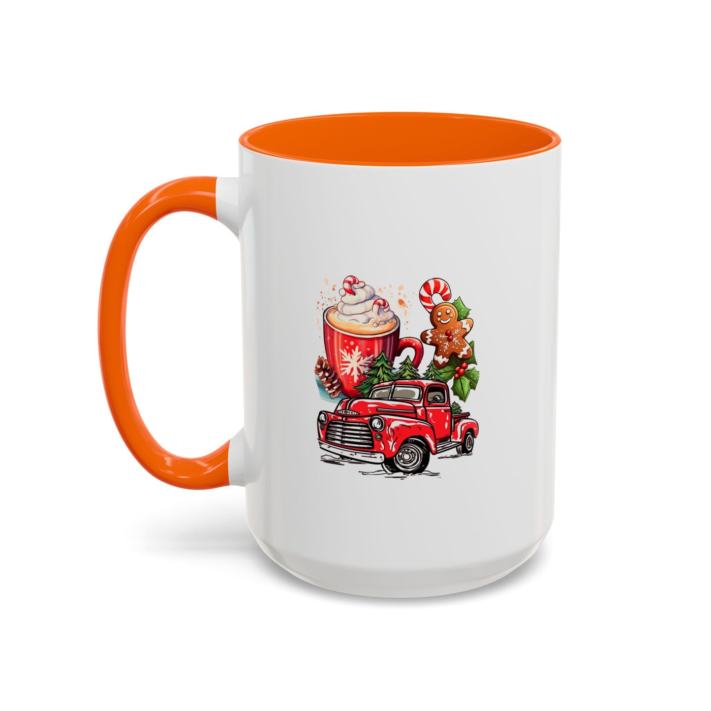 Red Christmas Truck Mug | Cute Gingerbread Man Mug | Christmas Gift Idea | 11oz Accent Mug | 15oz Accent Mug