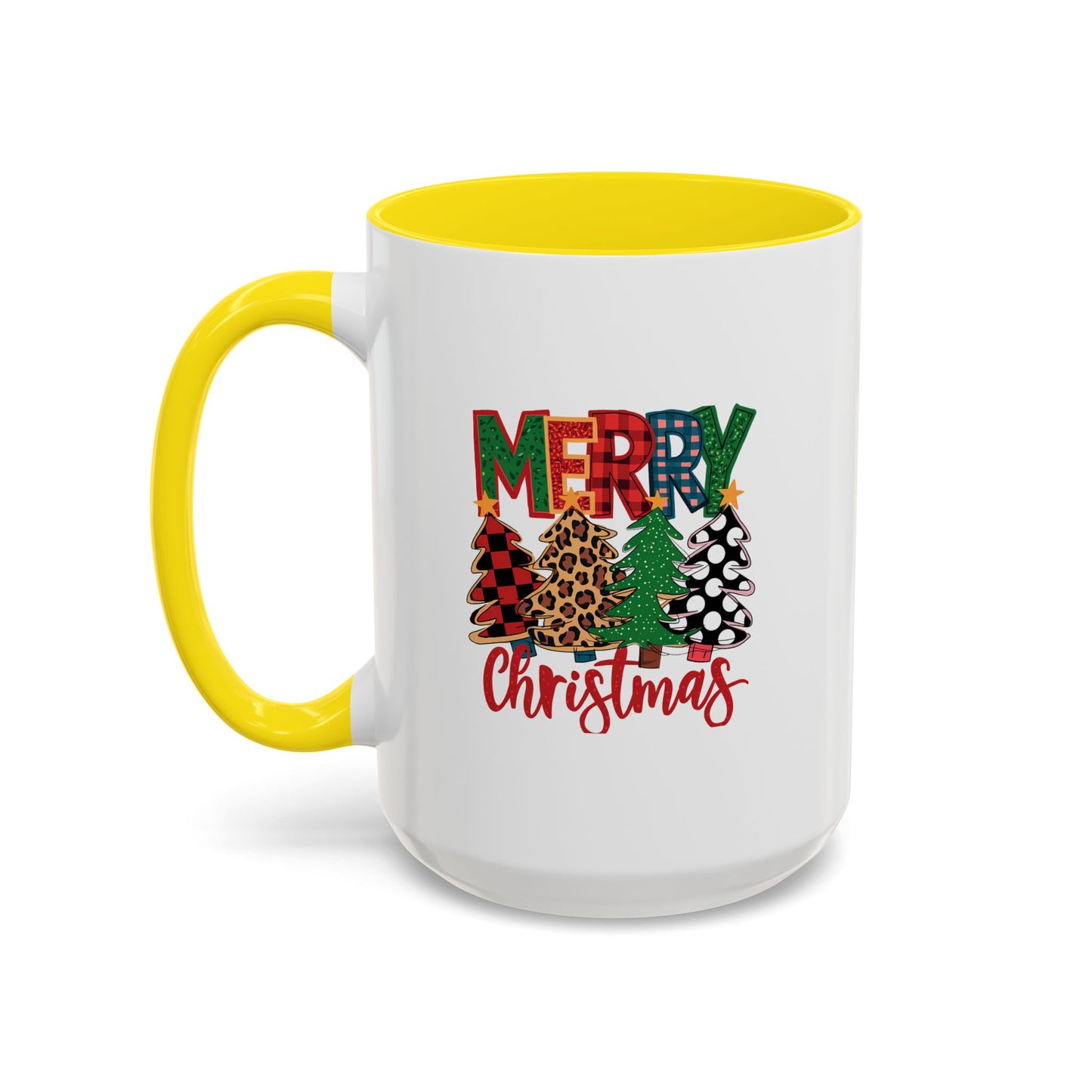 Colorful Merry Christmas Trees Mug | Christmas Mug | Christmas Gift | 11oz Accent Mug | 15oz Accent Mug