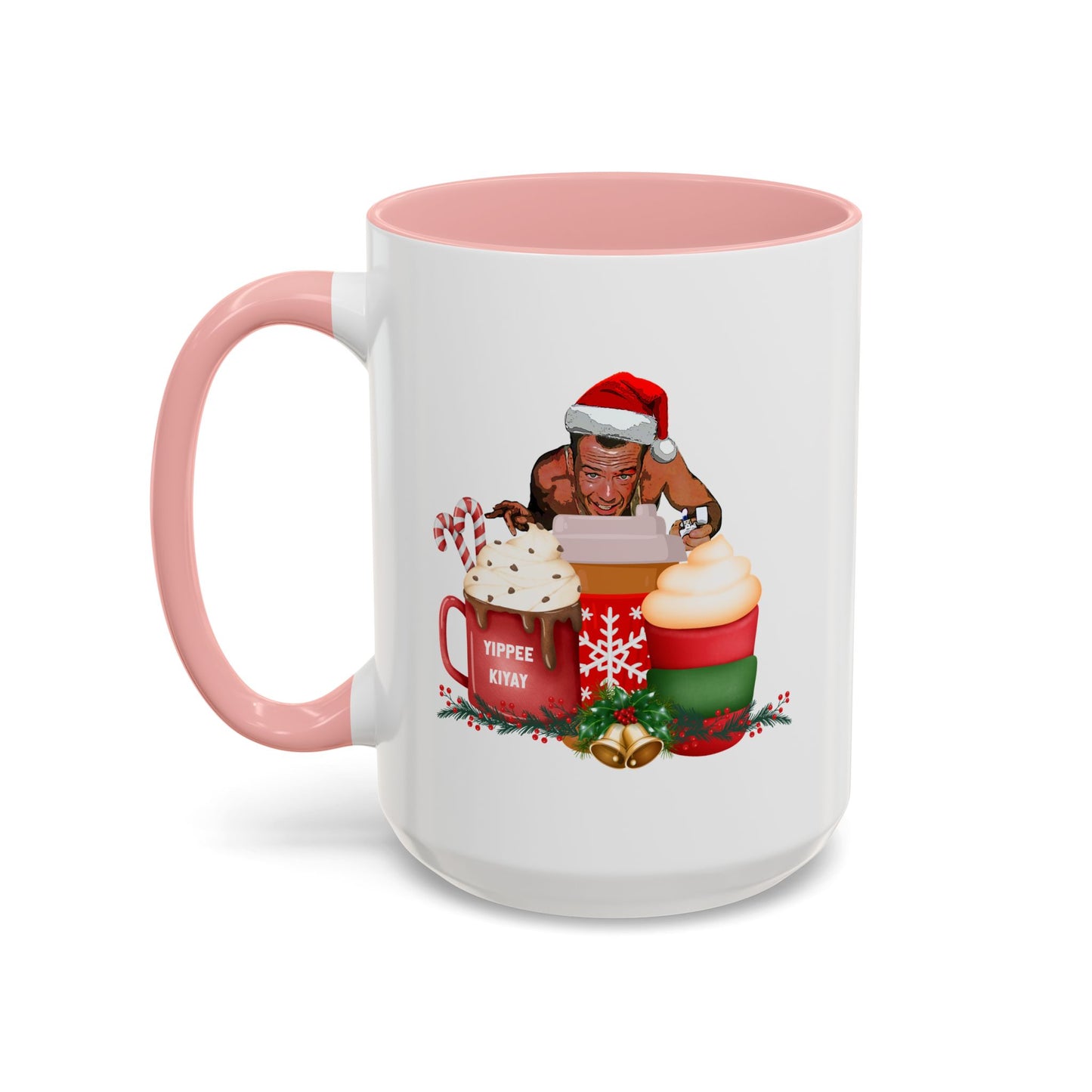 Cute Yippee Kiyay Nostalgic Movie Quote | Christmas Movie Fan Gift | Funny Christmas Gift| 1980s Nostalgia |11oz Accent Mug| 15oz Accent Mug