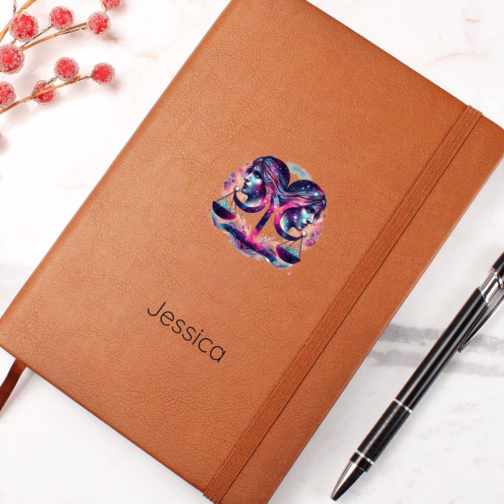 Personalized Libra Balance Inner Peace & Beauty Reflections Leather journal