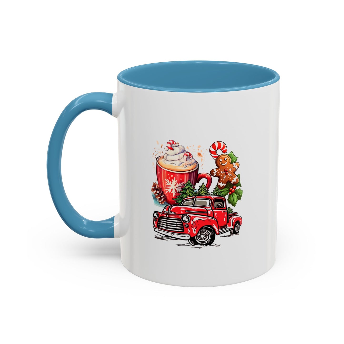 Red Christmas Truck Mug | Cute Gingerbread Man Mug | Christmas Gift Idea | 11oz Accent Mug | 15oz Accent Mug