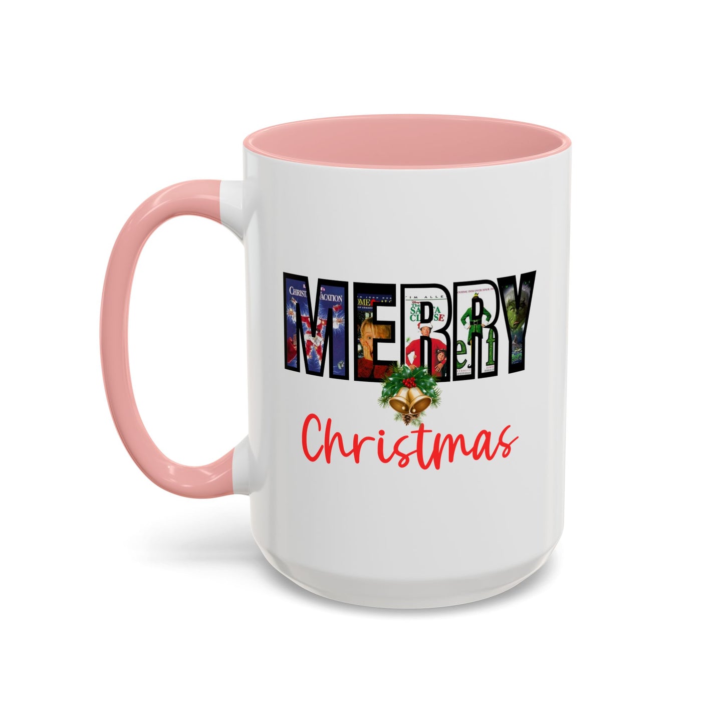 Cute Merry Christmas Nostalgic Holiday Movie Poster Mug | Christmas Gift | Christmas Bells | 11oz Accent Mug | 15oz