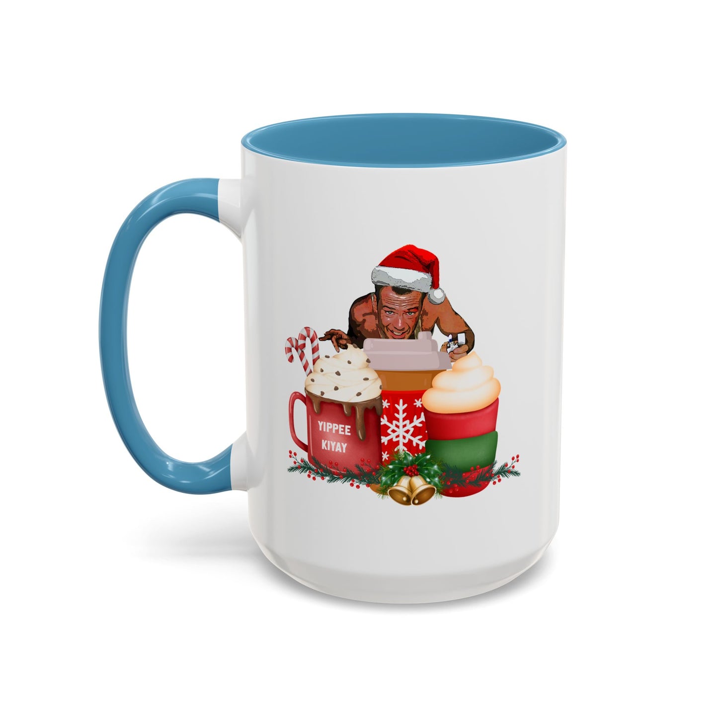 Cute Yippee Kiyay Nostalgic Movie Quote | Christmas Movie Fan Gift | Funny Christmas Gift| 1980s Nostalgia |11oz Accent Mug| 15oz Accent Mug