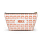 Madison Pouch Personalized Monogram Accessory Pouch — Orange Monogram 'MRE' T-Bottom Makeup Bag
