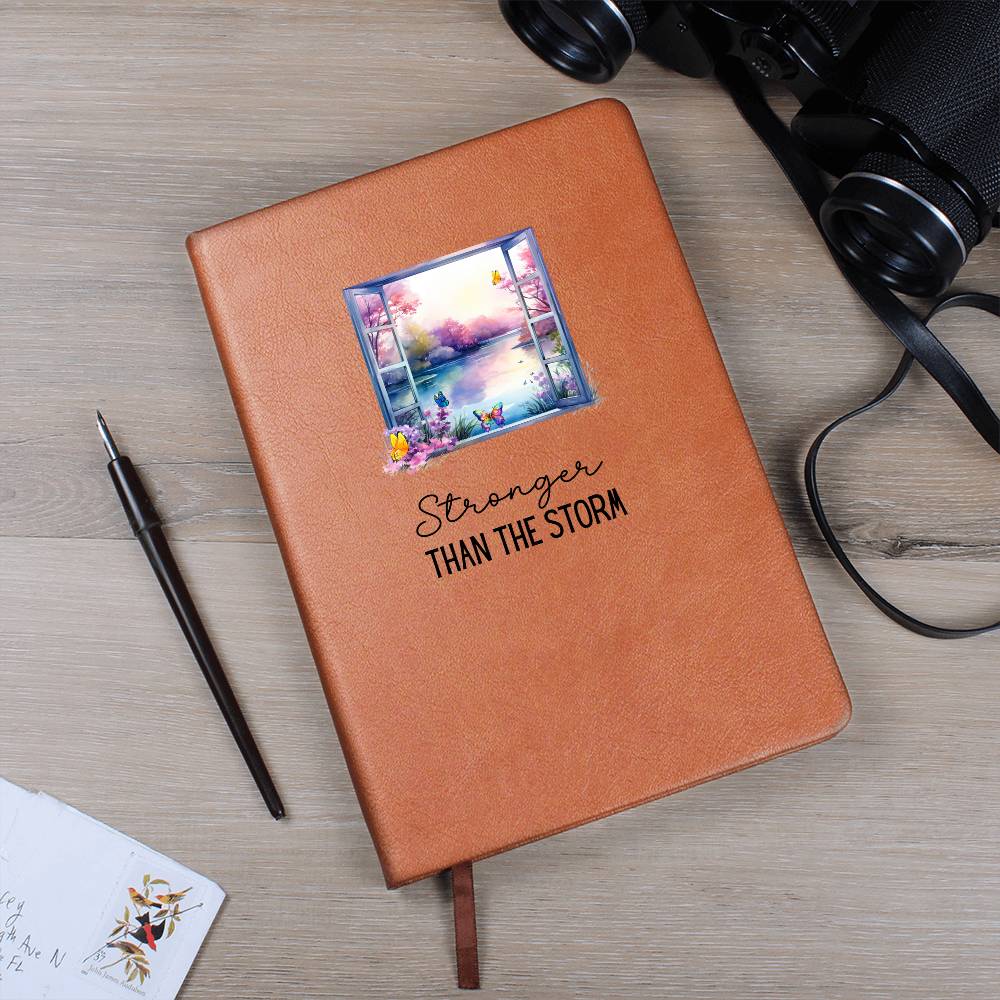 Stronger Than the Storm Nature Thened Leather Journal | Resilience & Healing Journal