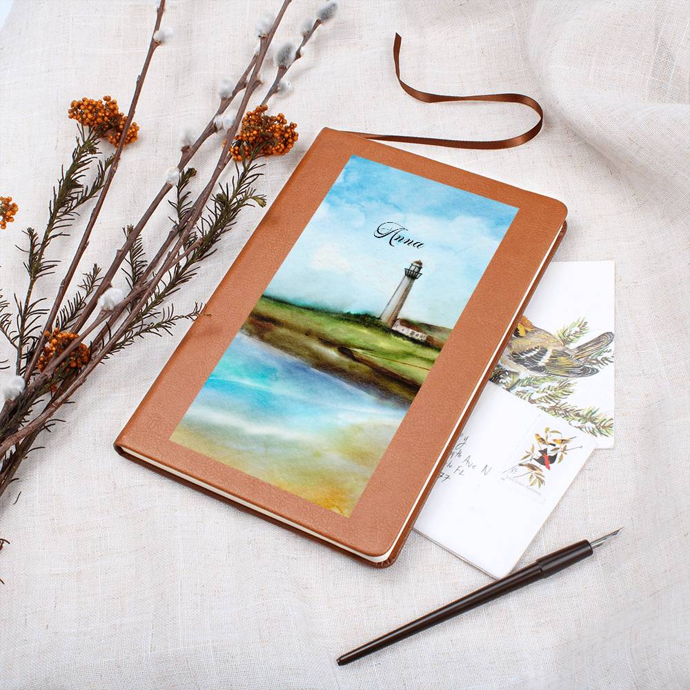 Personalized Lighthouse Beach Dream Leather Journal