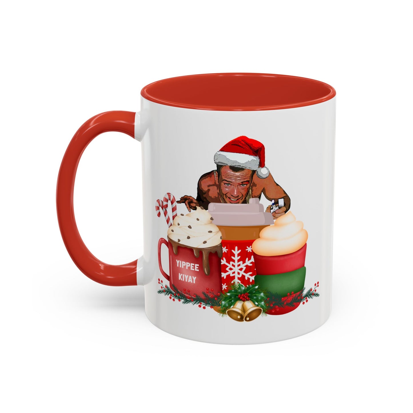 Cute Yippee Kiyay Nostalgic Movie Quote | Christmas Movie Fan Gift | Funny Christmas Gift| 1980s Nostalgia |11oz Accent Mug| 15oz Accent Mug