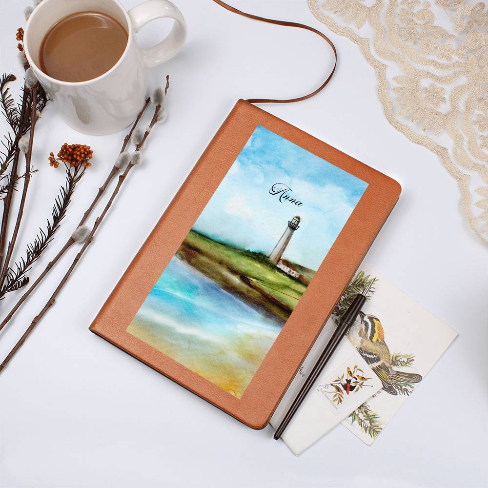 Personalized Lighthouse Beach Dream Leather Journal