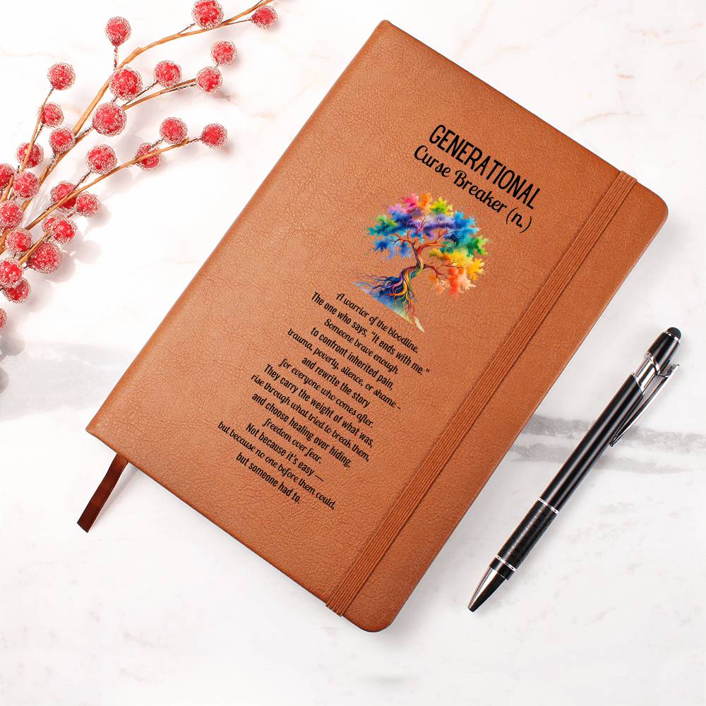 Custom Graphic Leather Journal | Leather Journal | Generational Curse Breaker New Chapter | Next Chapter Affirmations Self-Care Journal