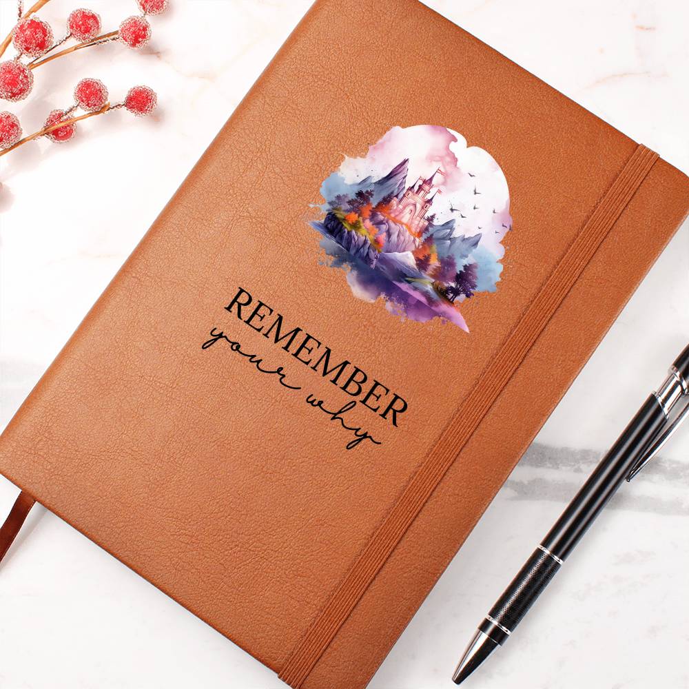 Scenic Nature Themed Remember Your Why Leather Journal