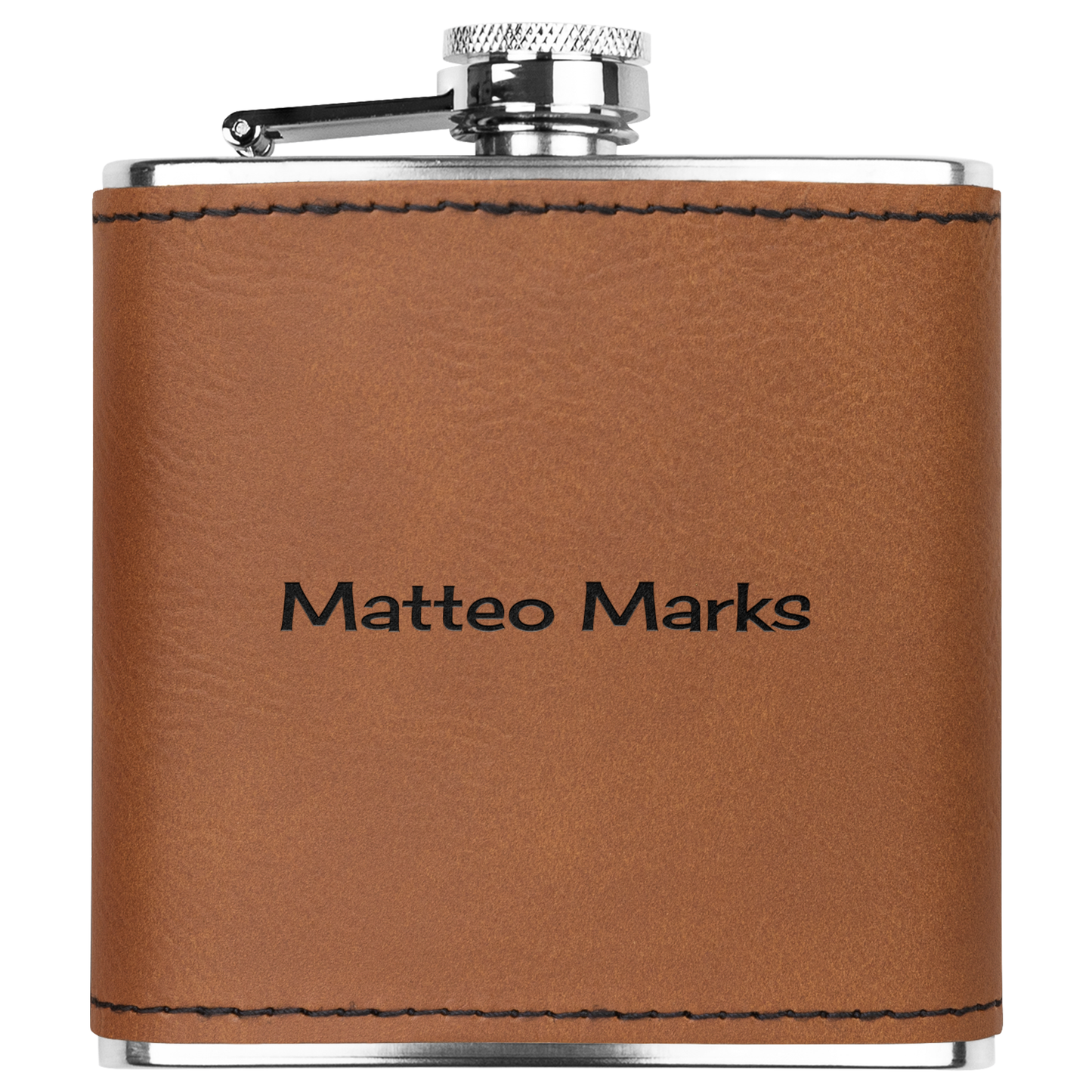 Personalized Name 6oz Flask | Leather Flask | Wedding Gift | Custom Engagement Gift