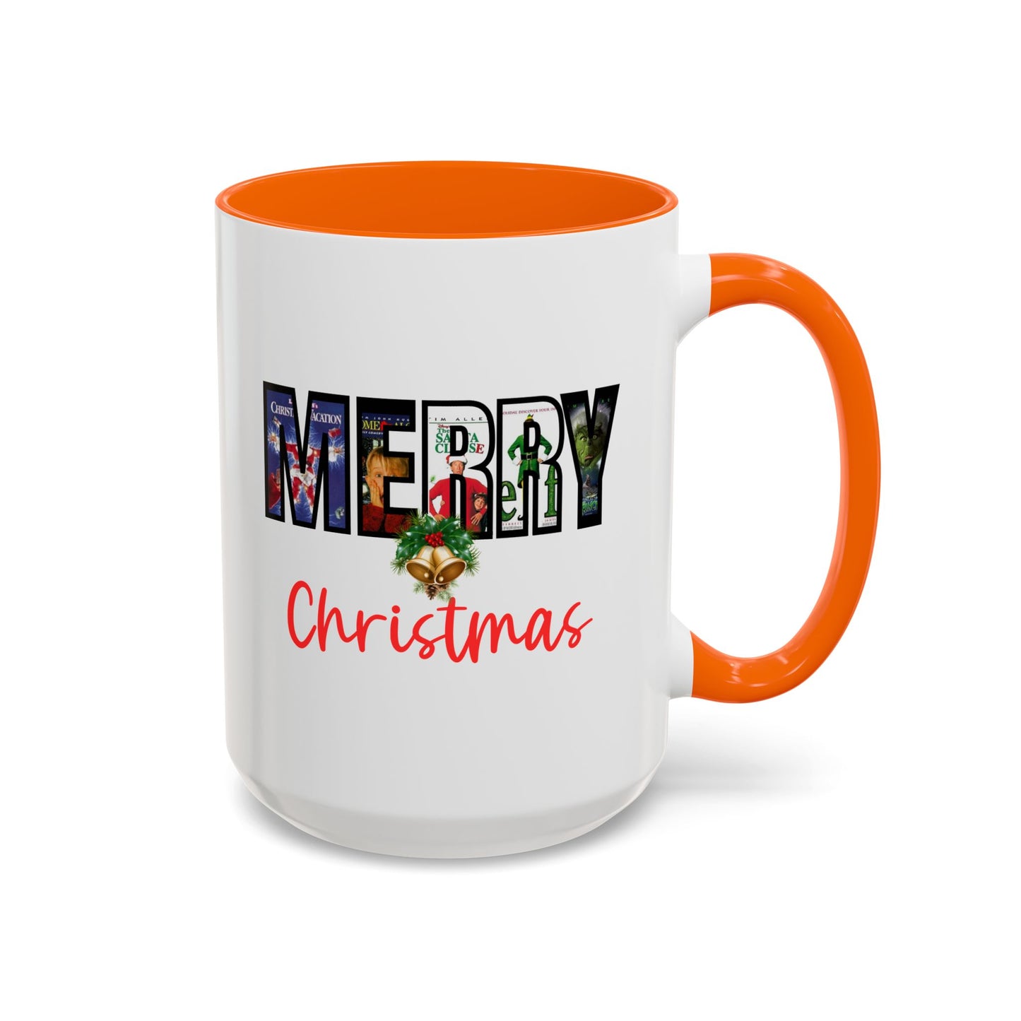 Cute Merry Christmas Nostalgic Holiday Movie Poster Mug | Christmas Gift | Christmas Bells | 11oz Accent Mug | 15oz