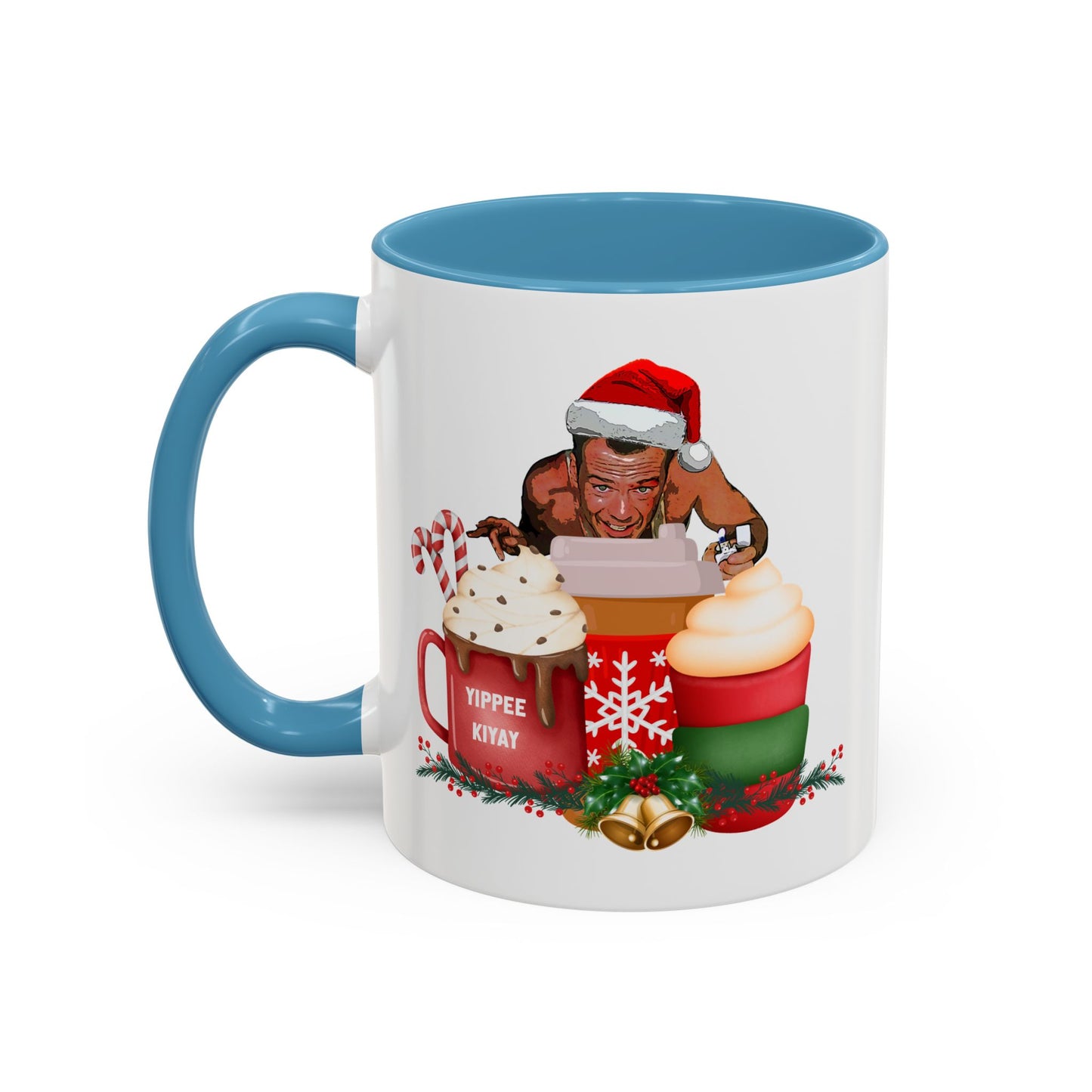 Cute Yippee Kiyay Nostalgic Movie Quote | Christmas Movie Fan Gift | Funny Christmas Gift| 1980s Nostalgia |11oz Accent Mug| 15oz Accent Mug