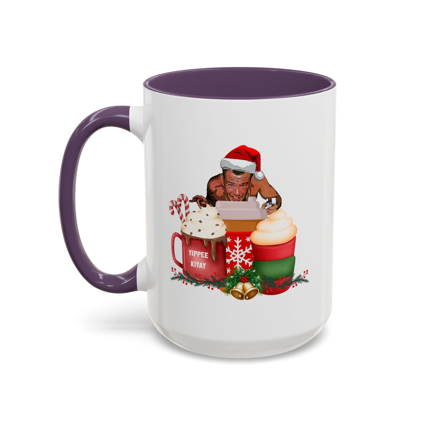 Cute Yippee Kiyay Nostalgic Movie Quote | Christmas Movie Fan Gift | Funny Christmas Gift| 1980s Nostalgia |11oz Accent Mug| 15oz Accent Mug
