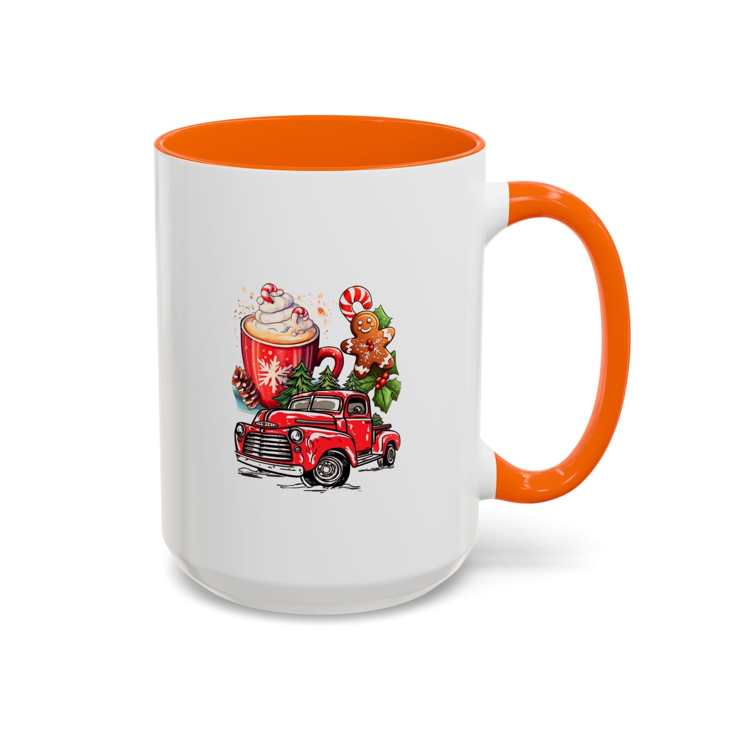 Red Christmas Truck Mug | Cute Gingerbread Man Mug | Christmas Gift Idea | 11oz Accent Mug | 15oz Accent Mug