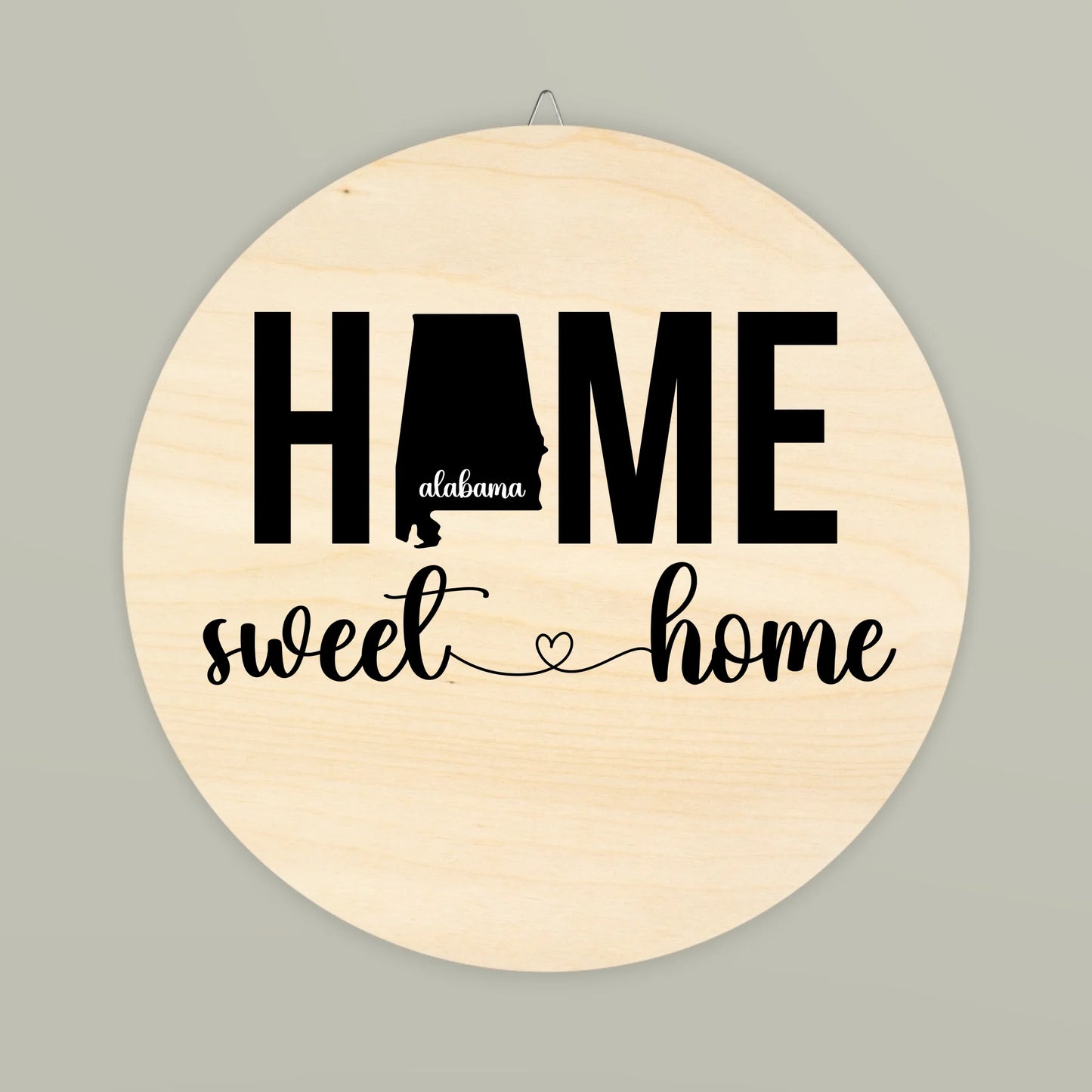 Home Sweet Home Wood Door Sign | 50 States | Black Shape | Customized Door Sign