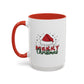 Merry Christmas Santa Hat | Cute Christmas Mug | Christmas Gift | 11oz Accent Mug | 15oz Accent Mug | Gift for Kids | Teen Gitf