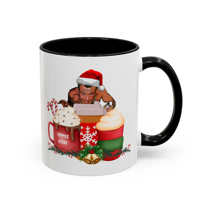 Cute Yippee Kiyay Nostalgic Movie Quote | Christmas Movie Fan Gift | Funny Christmas Gift| 1980s Nostalgia |11oz Accent Mug| 15oz Accent Mug