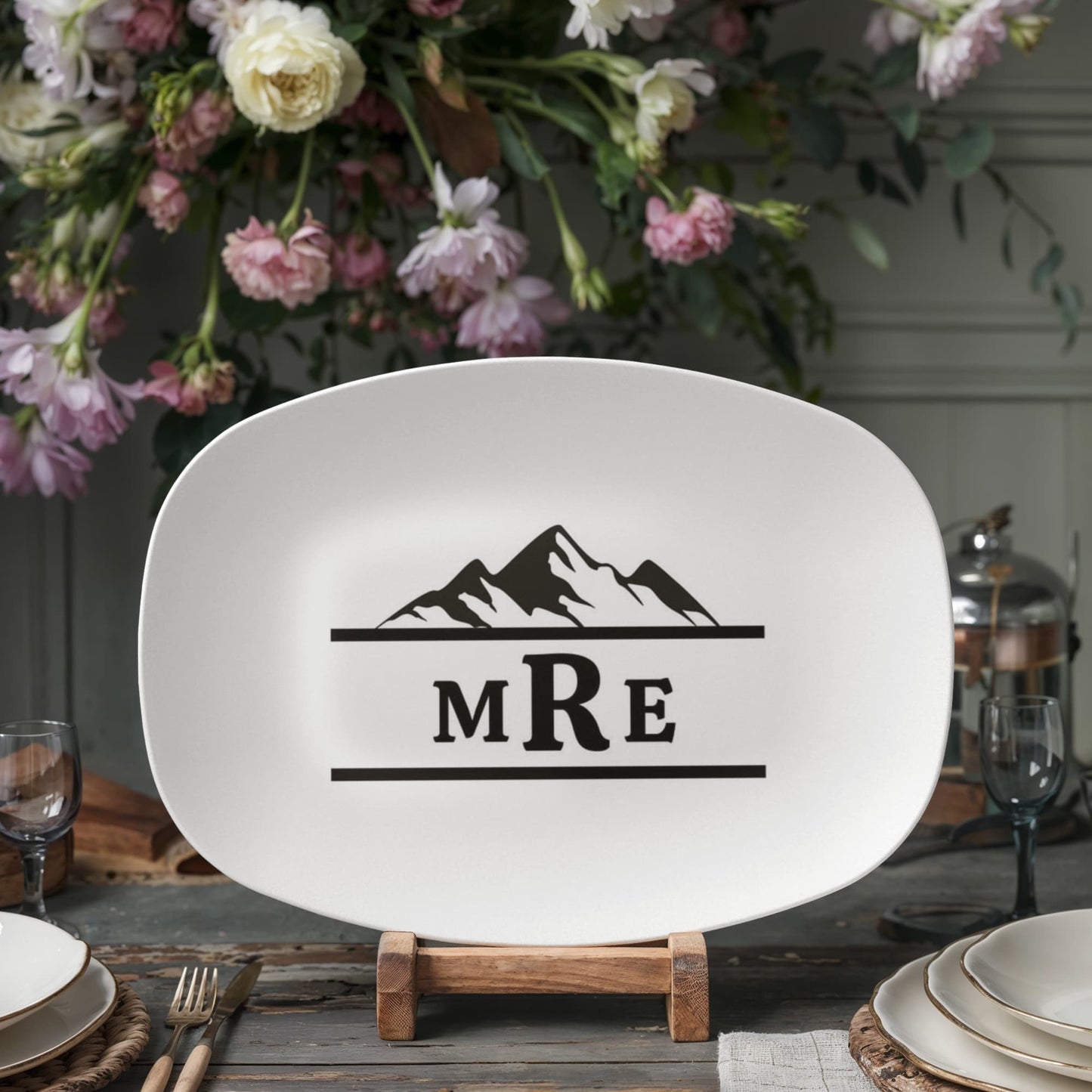 Personalized Gift Platter For Him | Mountain Scape BBQ Tray | Custom Tray For Dads Anniversary Wedding Boyfriend Platter