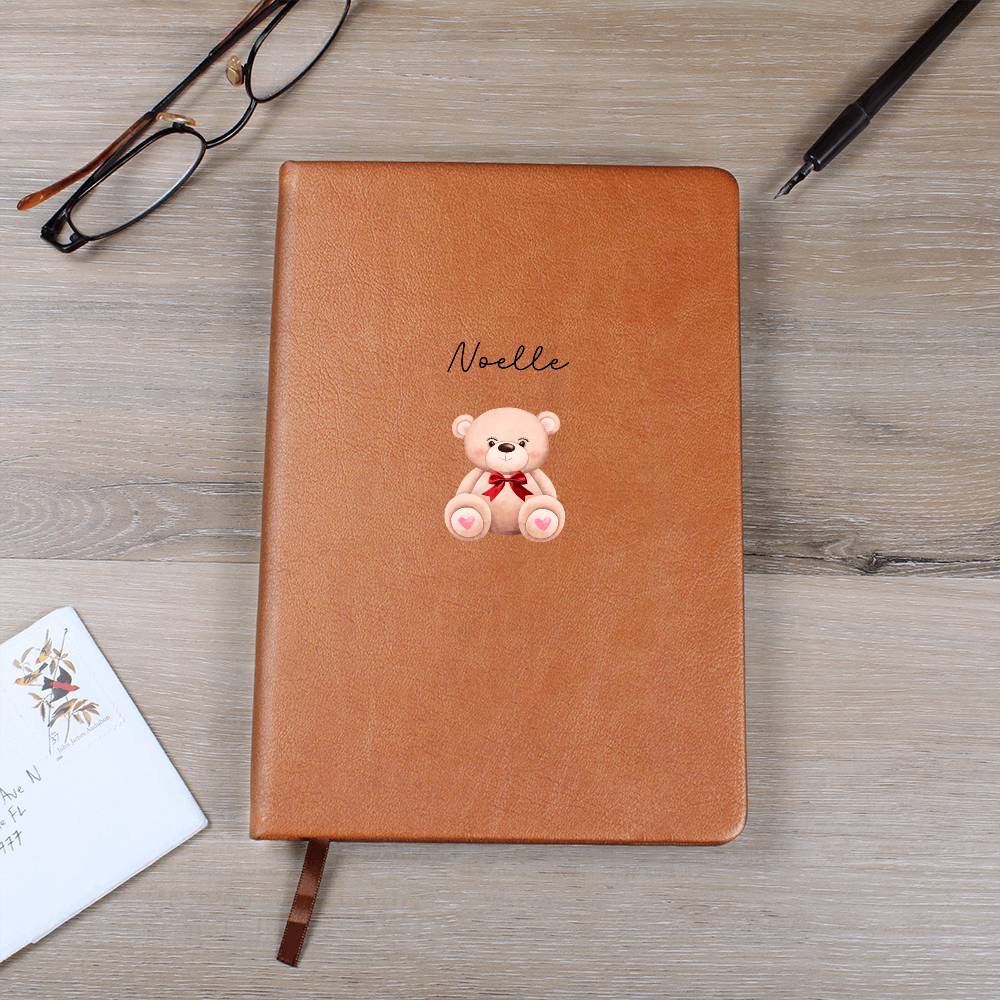 Cute Personalized Kids Stuffed Bear Cover Leather Journal