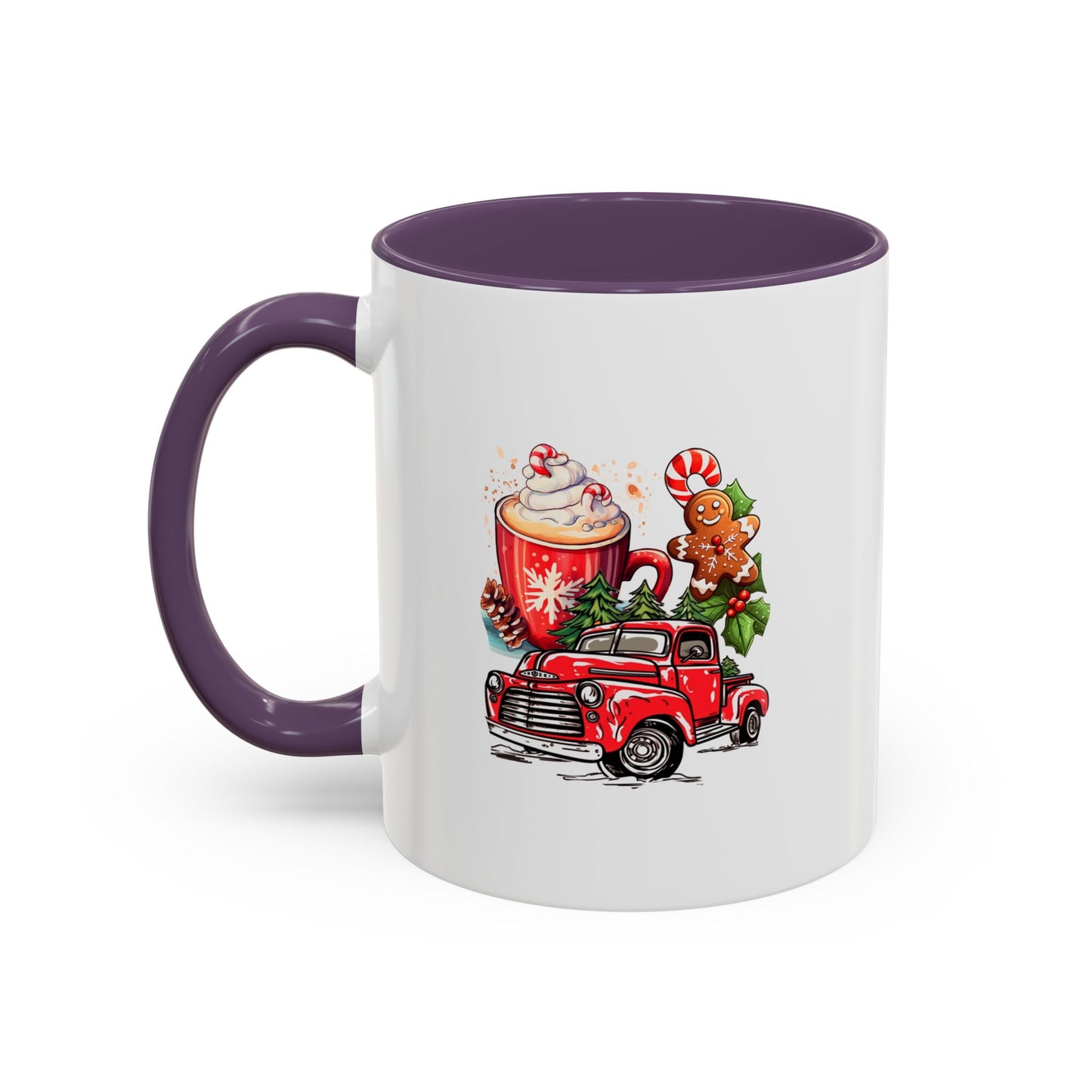 Red Christmas Truck Mug | Cute Gingerbread Man Mug | Christmas Gift Idea | 11oz Accent Mug | 15oz Accent Mug