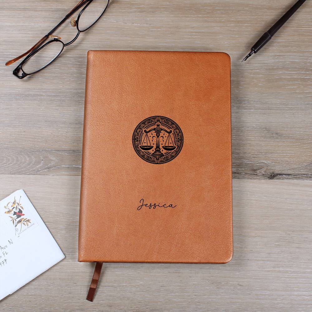 Personalized Libra Balance Inner Peace & Beauty Reflections Leather journal
