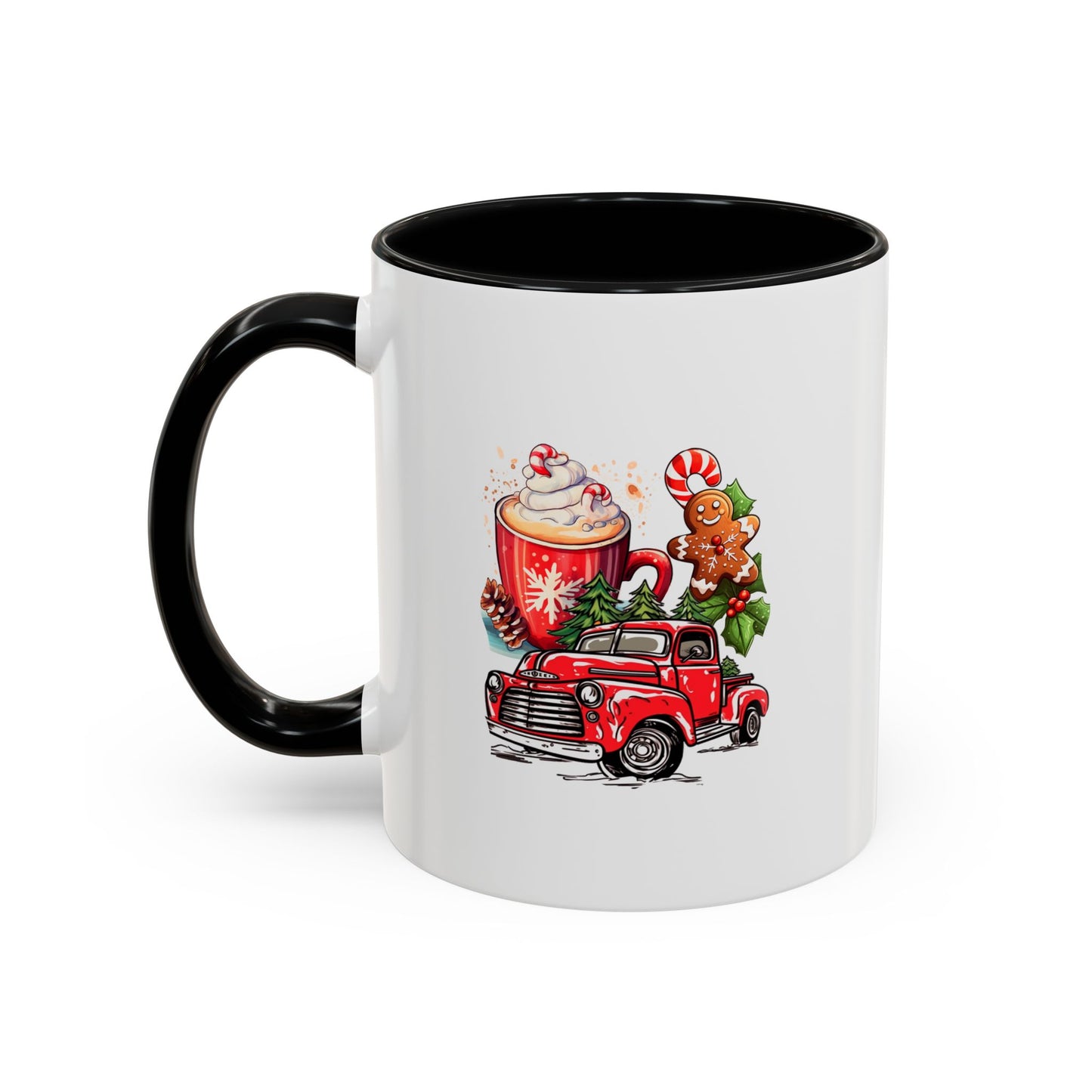 Red Christmas Truck Mug | Cute Gingerbread Man Mug | Christmas Gift Idea | 11oz Accent Mug | 15oz Accent Mug