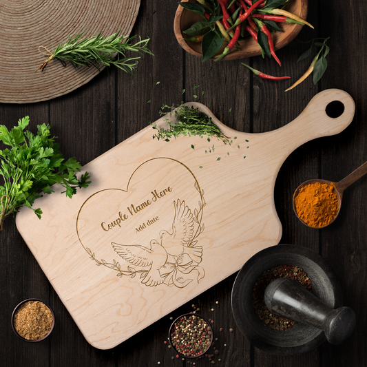 Personalized Hardwood Paddle Cutting Board| Customized Gift | Personalized Housewarming Gift For Couples | Anniversary | Wedding |