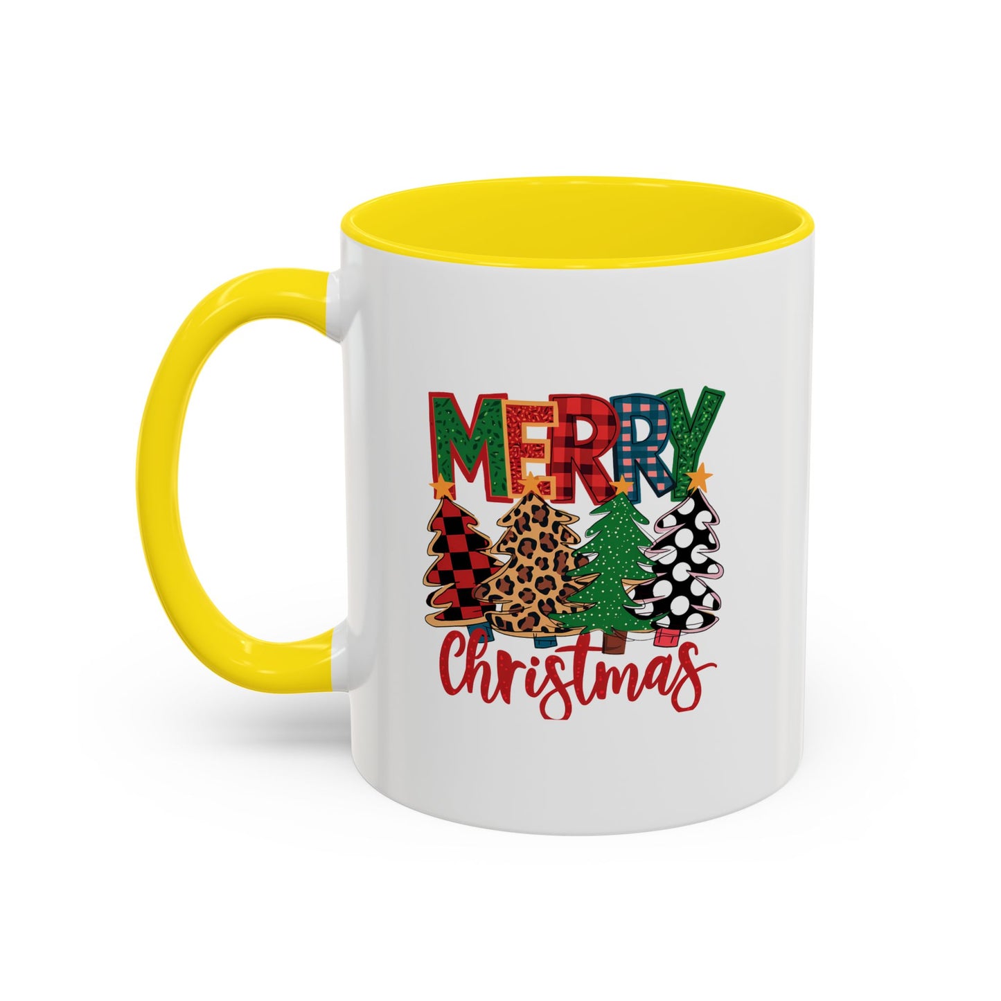 Colorful Merry Christmas Trees Mug | Christmas Mug | Christmas Gift | 11oz Accent Mug | 15oz Accent Mug