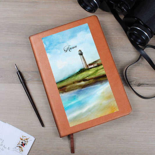 Personalized Lighthouse Beach Dream Leather Journal