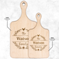 Family Last Name Personalized Hardwood Paddle Cutting Board
