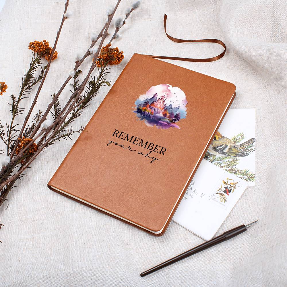 Scenic Nature Themed Remember Your Why Leather Journal