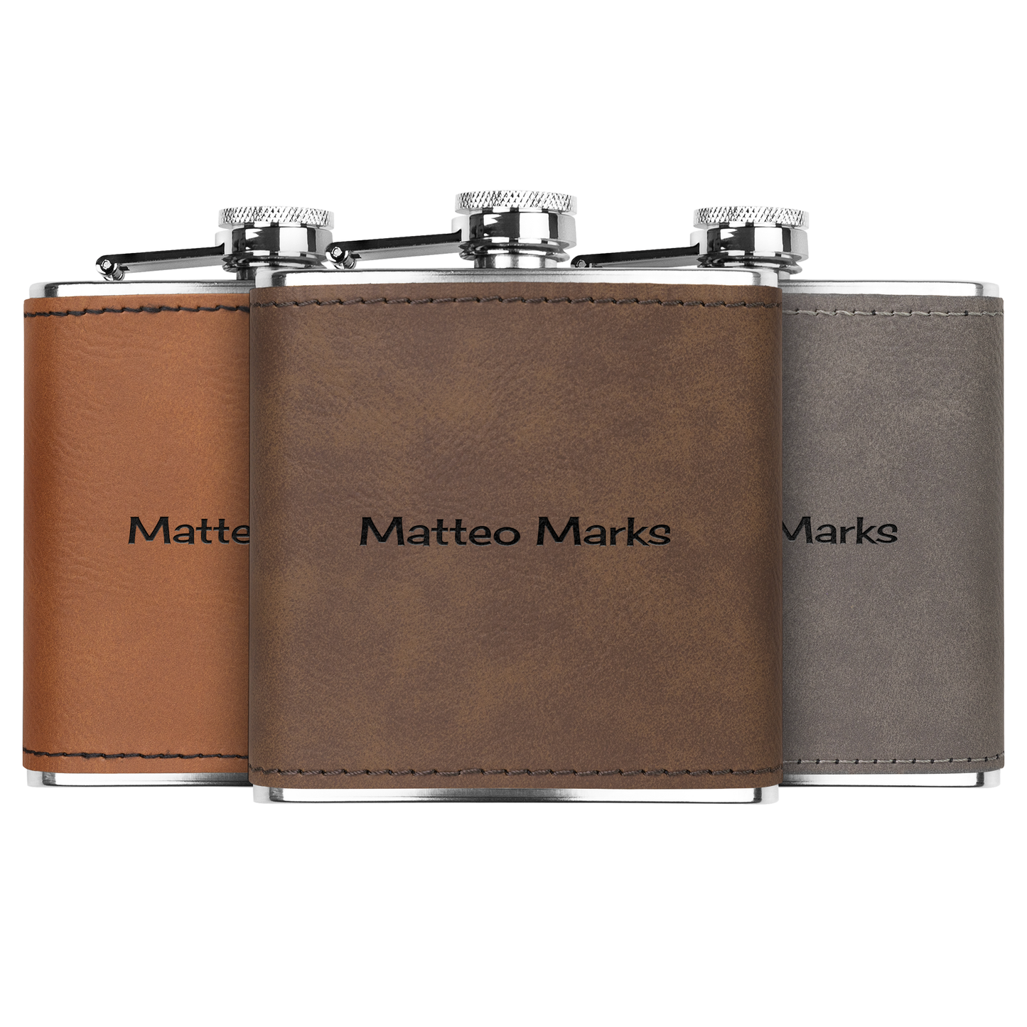 Personalized Name 6oz Flask | Leather Flask | Wedding Gift | Custom Engagement Gift