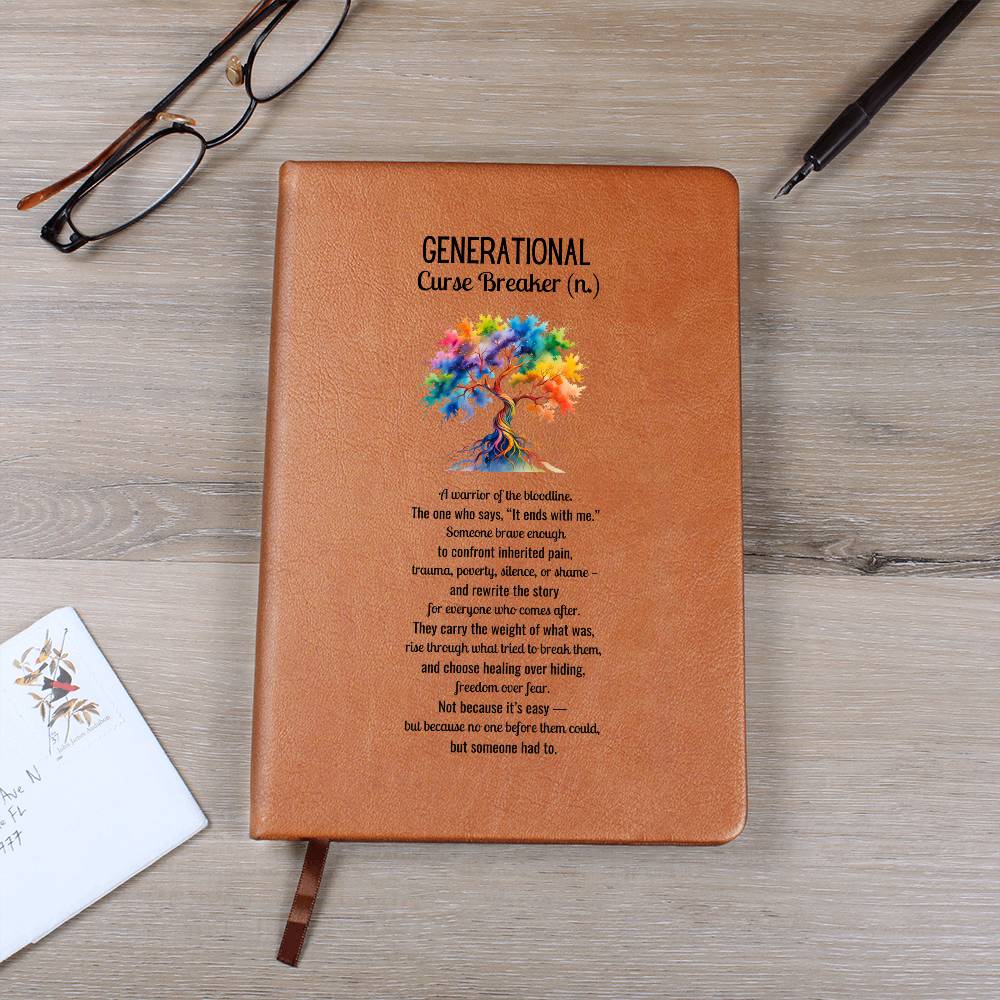 Custom Graphic Leather Journal | Leather Journal | Generational Curse Breaker New Chapter | Next Chapter Affirmations Self-Care Journal