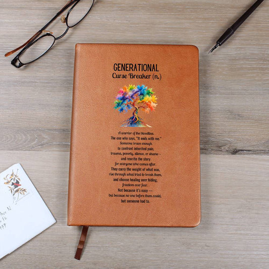 Custom Graphic Leather Journal | Leather Journal | Generational Curse Breaker New Chapter | Next Chapter Affirmations Self-Care Journal