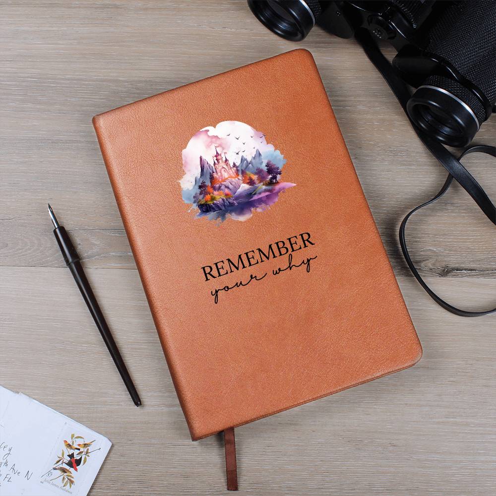 Scenic Nature Themed Remember Your Why Leather Journal