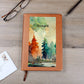 Personalized Watercolor Forest Art Scene Leather Journal