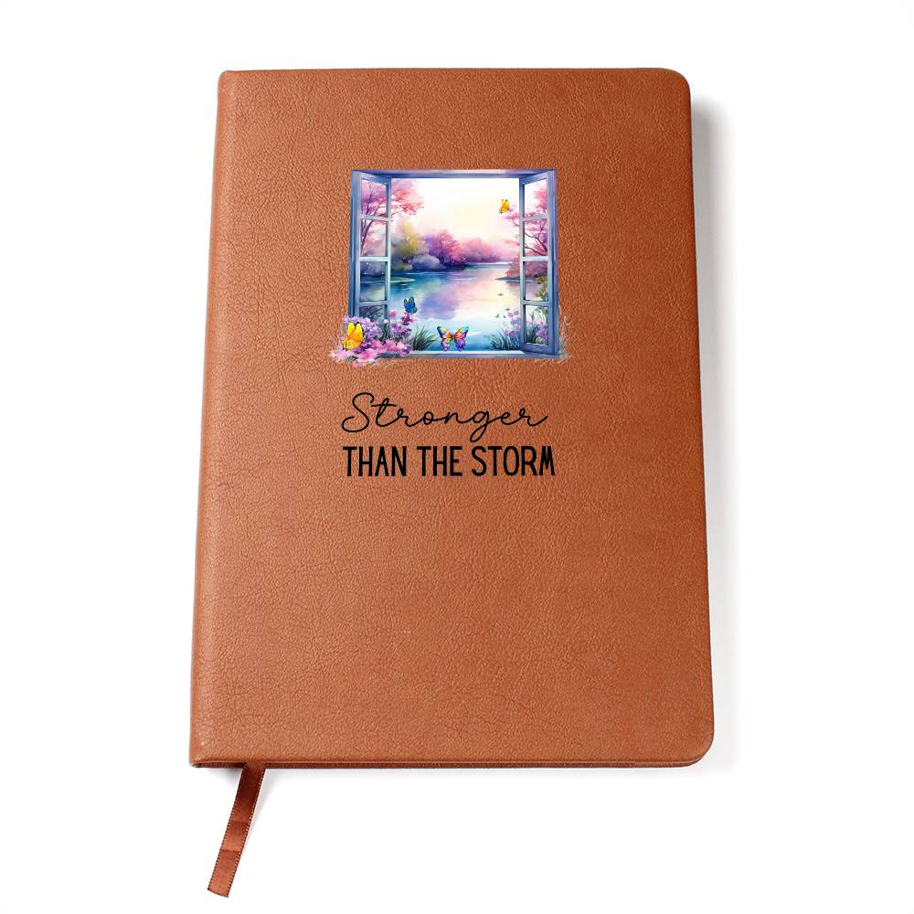 Stronger Than the Storm Nature Thened Leather Journal | Resilience & Healing Journal