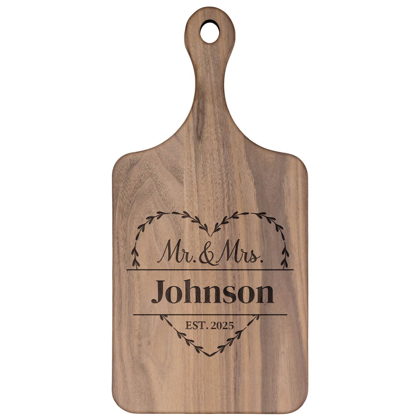 Couples Personalized Hardwood Paddle Cutting Board