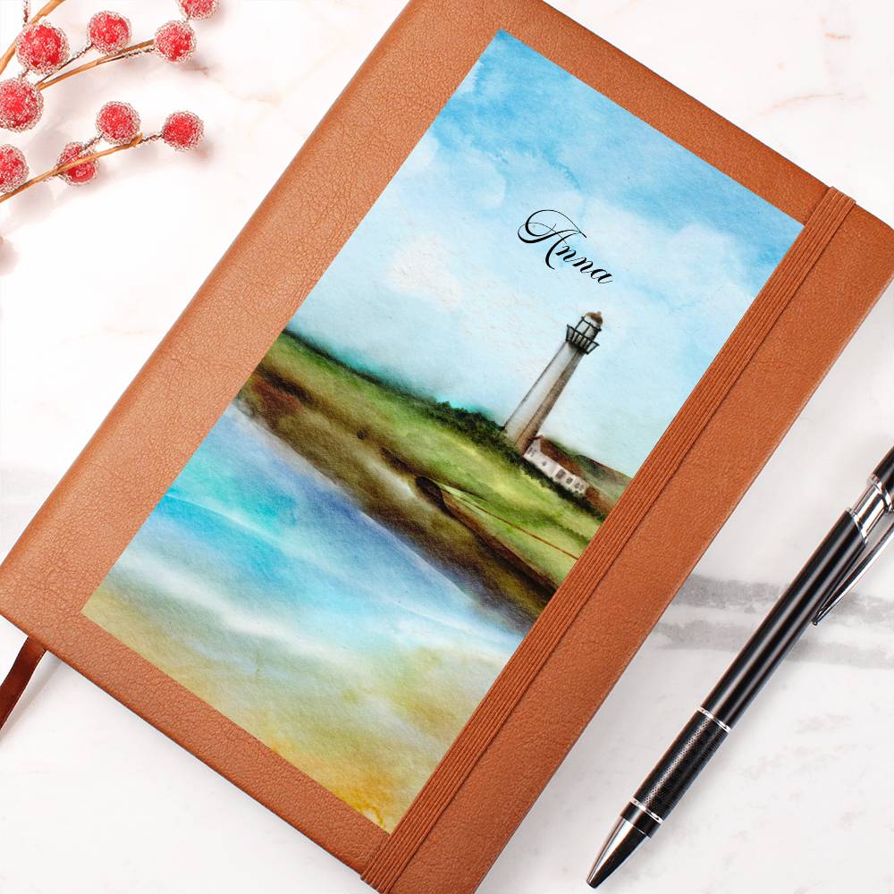 Personalized Lighthouse Beach Dream Leather Journal