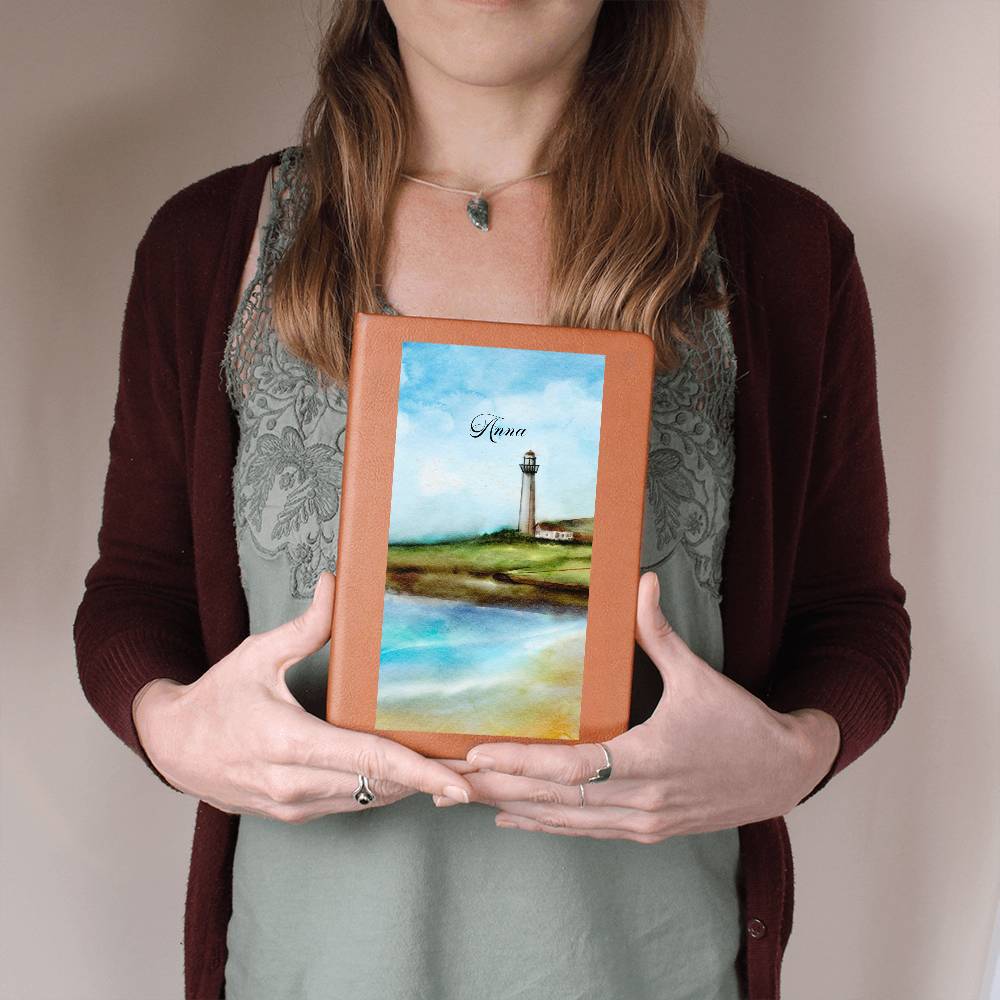 Personalized Lighthouse Beach Dream Leather Journal