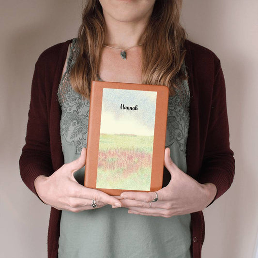 Personalized Grassy Golden Field Writing Leather Journal