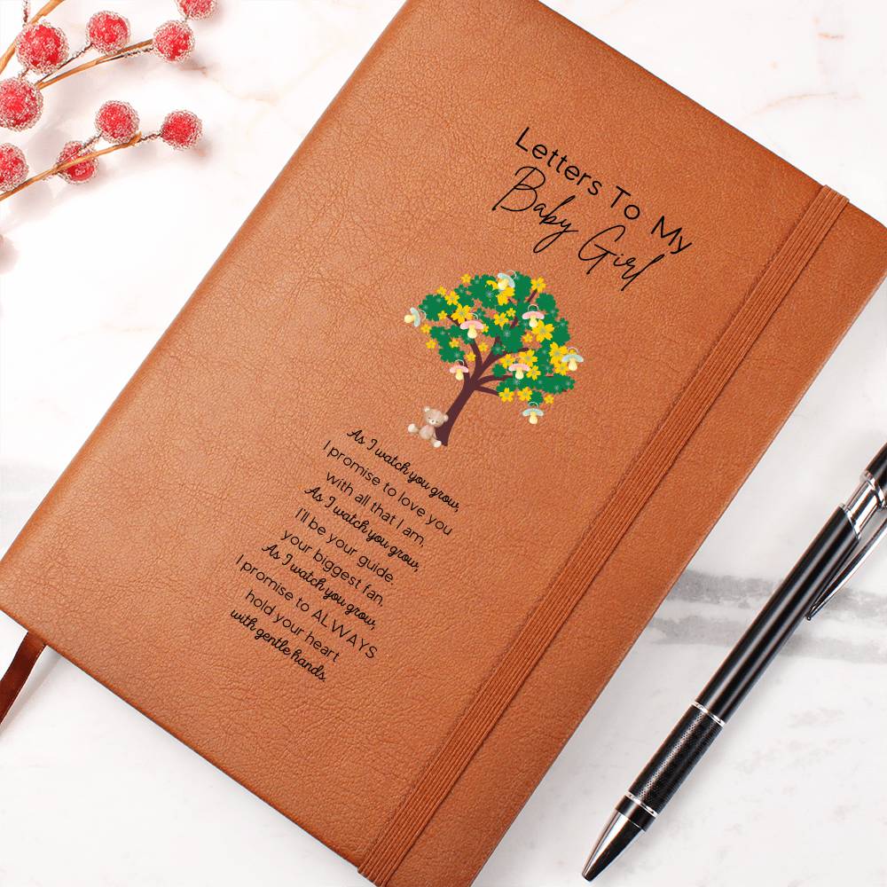 Adorable Baby Girl Pregnancy Journey Leather Journal