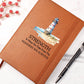 Lighthouse Themed Strength Is What We Take Motivational Leather Journal