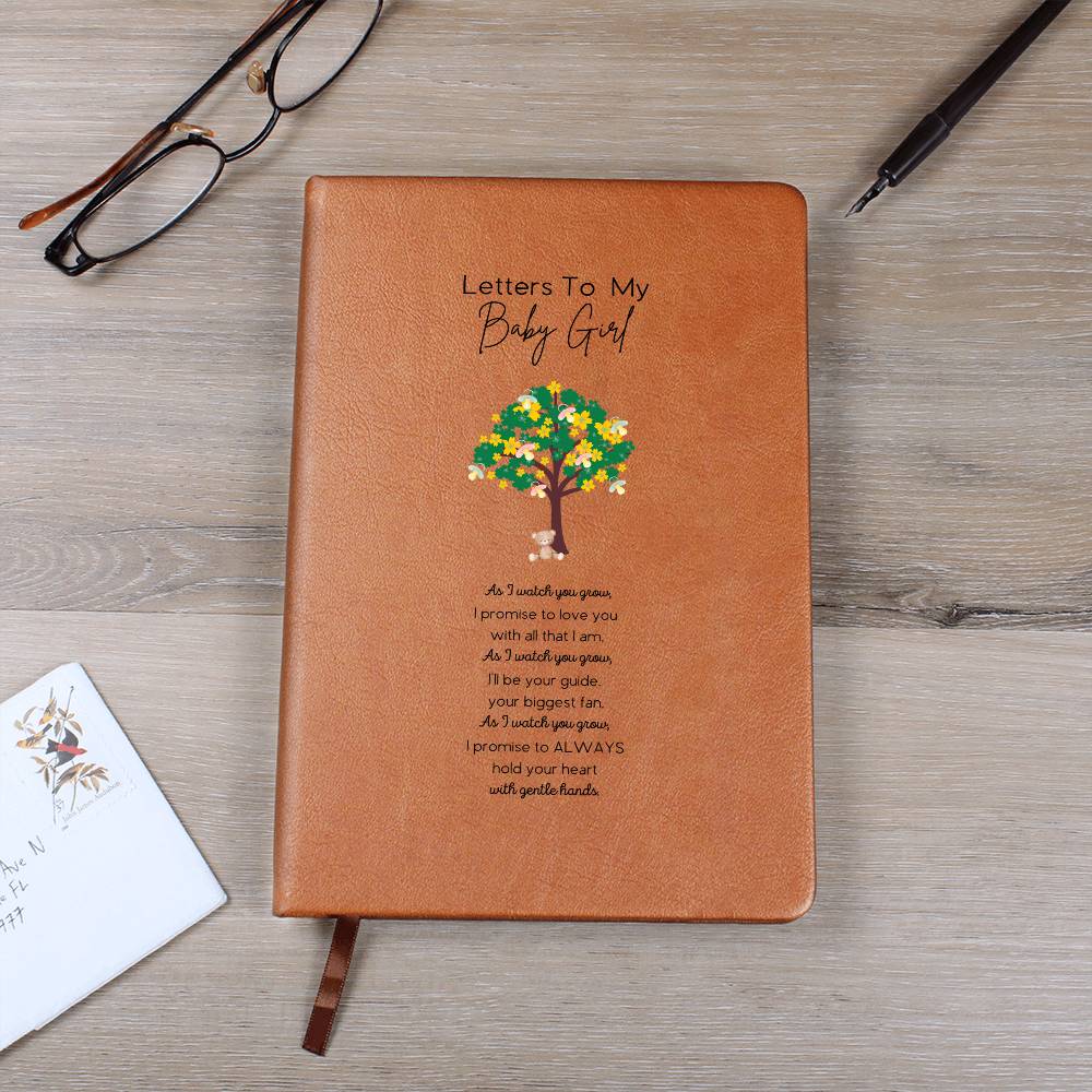 Adorable Baby Girl Pregnancy Journey Leather Journal