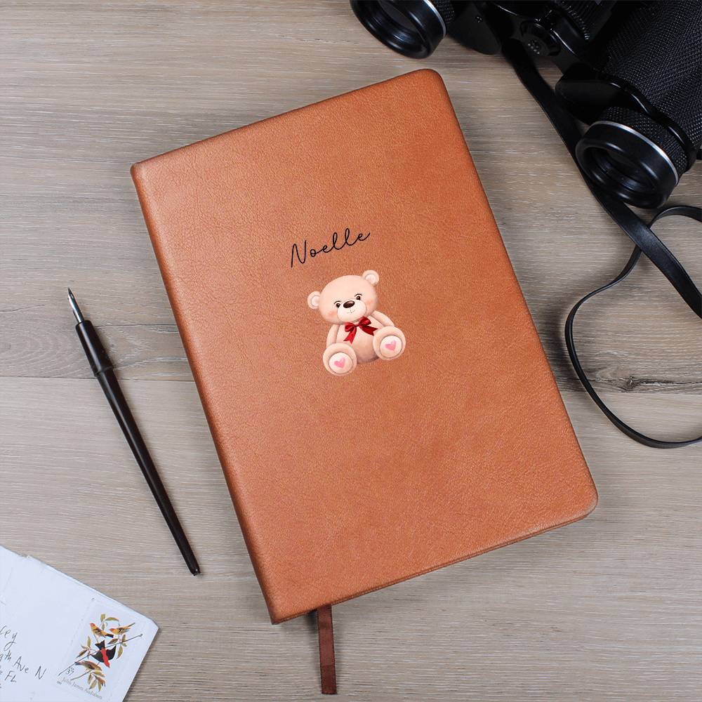 Cute Personalized Kids Stuffed Bear Cover Leather Journal