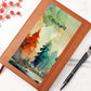 Personalized Watercolor Forest Art Scene Leather Journal