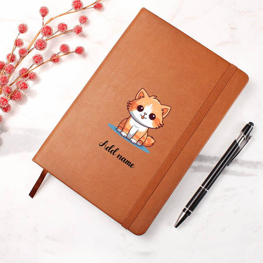 Personalized Graphic Leather Journal | Customized Journal For Kids | Sketch Book | Cute Animals with Name