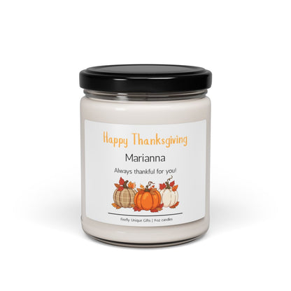 Thanksgiving Thankful Message Soy Candle | Gratitude Fall 9oz Candle