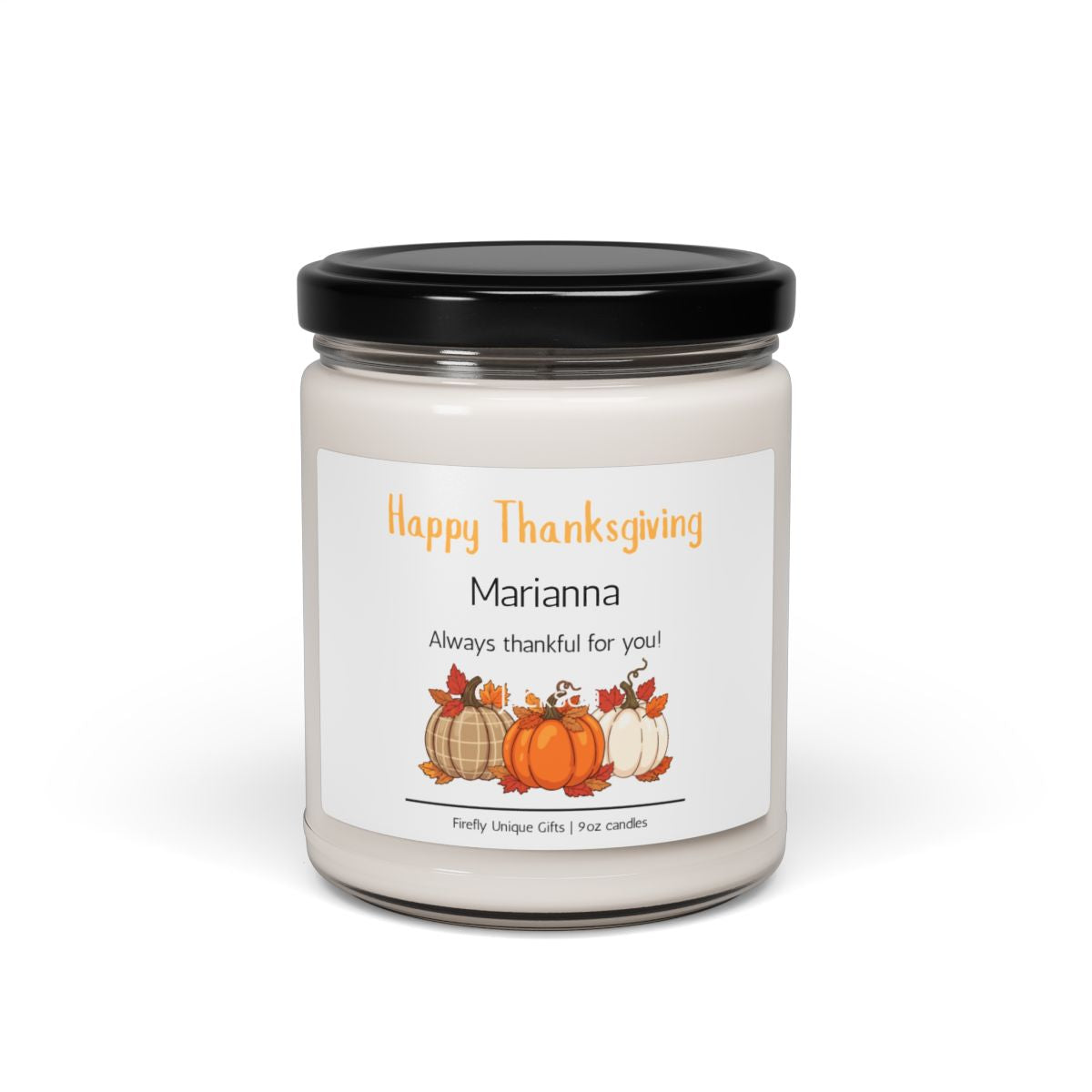 Thanksgiving Thankful Message Soy Candle | Gratitude Fall 9oz Candle